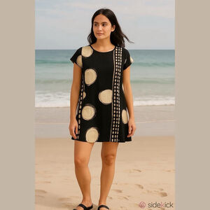 JAMS WORLD Hanalei Moon Geometric A-line Dress Small Lace Up Tie In Back Beach